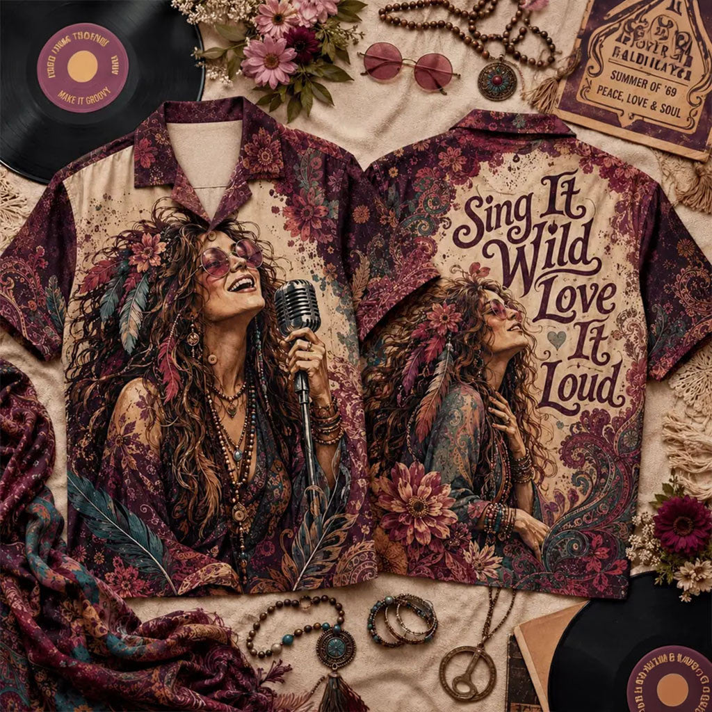 Janis Joplin Sing It Wild Love It Loud Hawaiian Shirt Janis Joplin Merch Gifts For Music Lovers - Merchluma