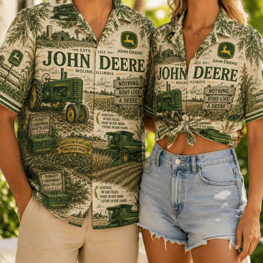 John Deere Vintage Summer Hawaiian Shirt John Deere Merch Summer Gifts For Farmer - Merchluma