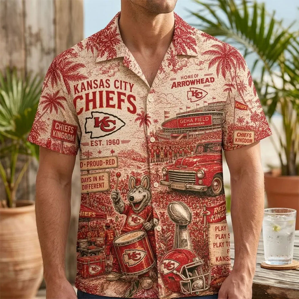 Kansas City Chiefs Tropical Vibes Hawaiian Shirt Chiefs Merch Football Fan Gift Ideas - Merchluma