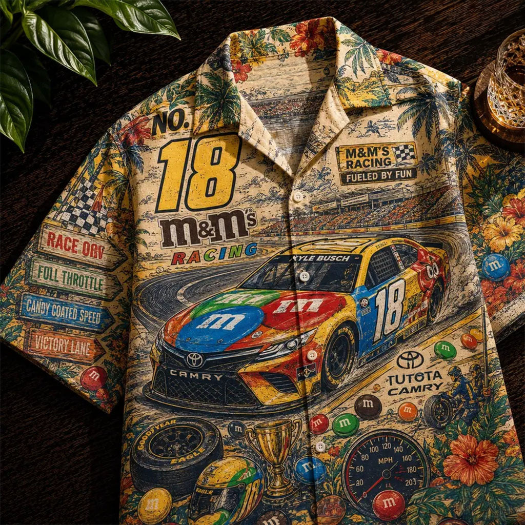 Kyle Busch Nascar Racing Tropical Hawaiian Shirt Kyle Busch Merch Gifts For Racing Fans - Merchluma