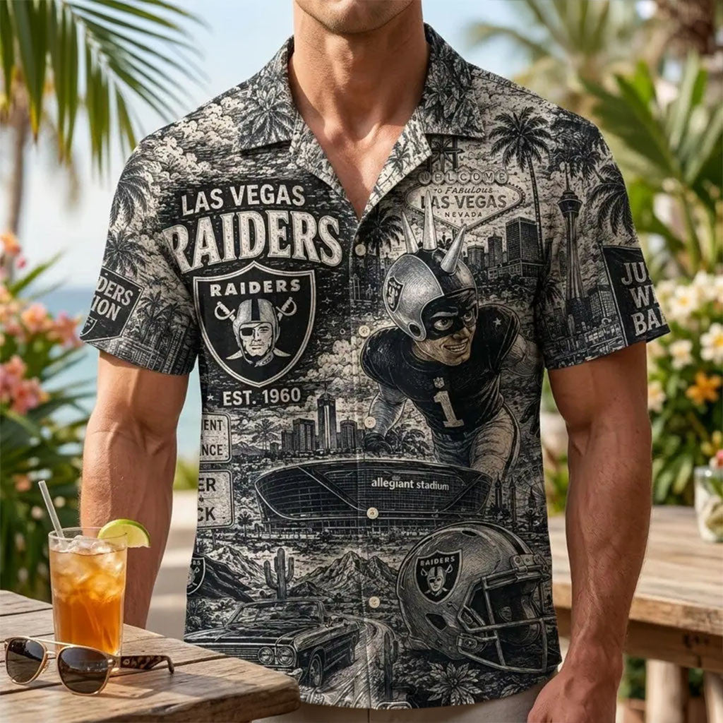 Las Vegas Raiders Tropical Vibes Hawaiian Shirt Raiders Merch Presents For Football Fans - Merchluma