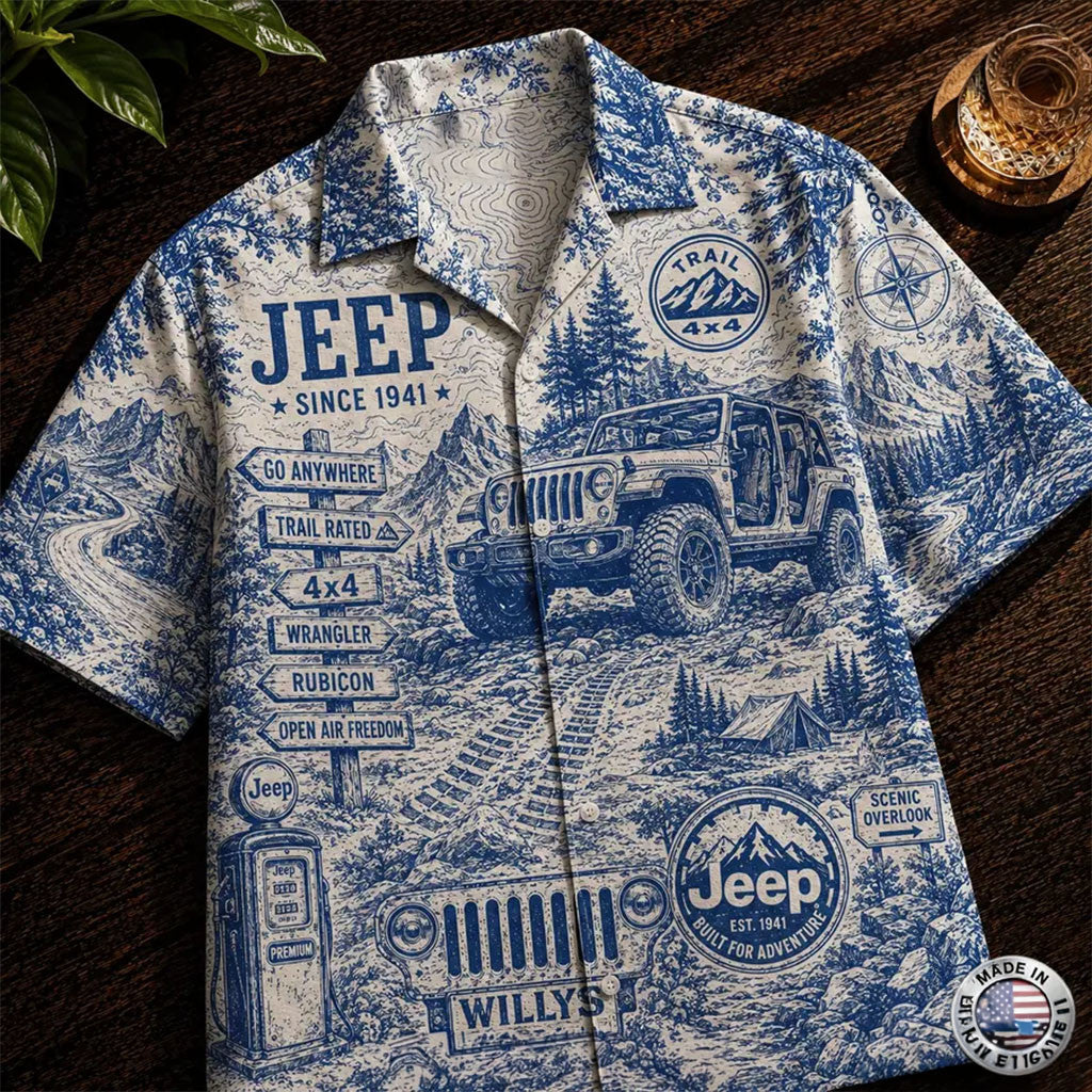Personalized Jeep Since 1941 Vintage Blue Hawaiian Shirt Jeep Merch Gifts For Husband - Merchluma