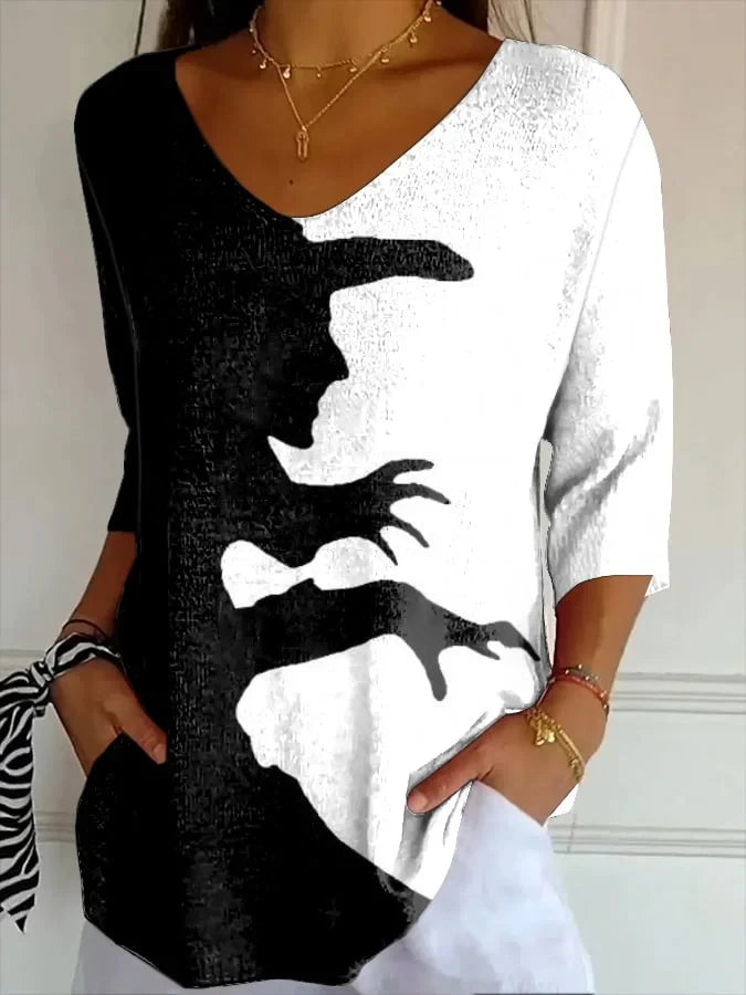 Witch Halloween Cropped Sleeve V-Neck T-Shirt Halloween Apparel Halloween Gifts Coworkers - Merchluma