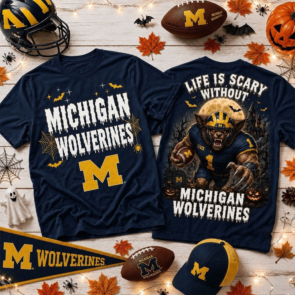 Michigan Wolverines 2026 Halloween T-Shirt Wolverines Merch Halloween Apparel Football Fan Gear - Merchluma