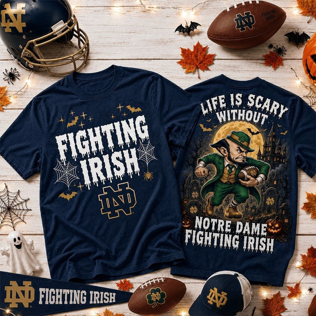 Notre Dame Fighting Irish 2026 Halloween T-Shirt Notre Dame Merch Gift For Football Lovers - Merchluma