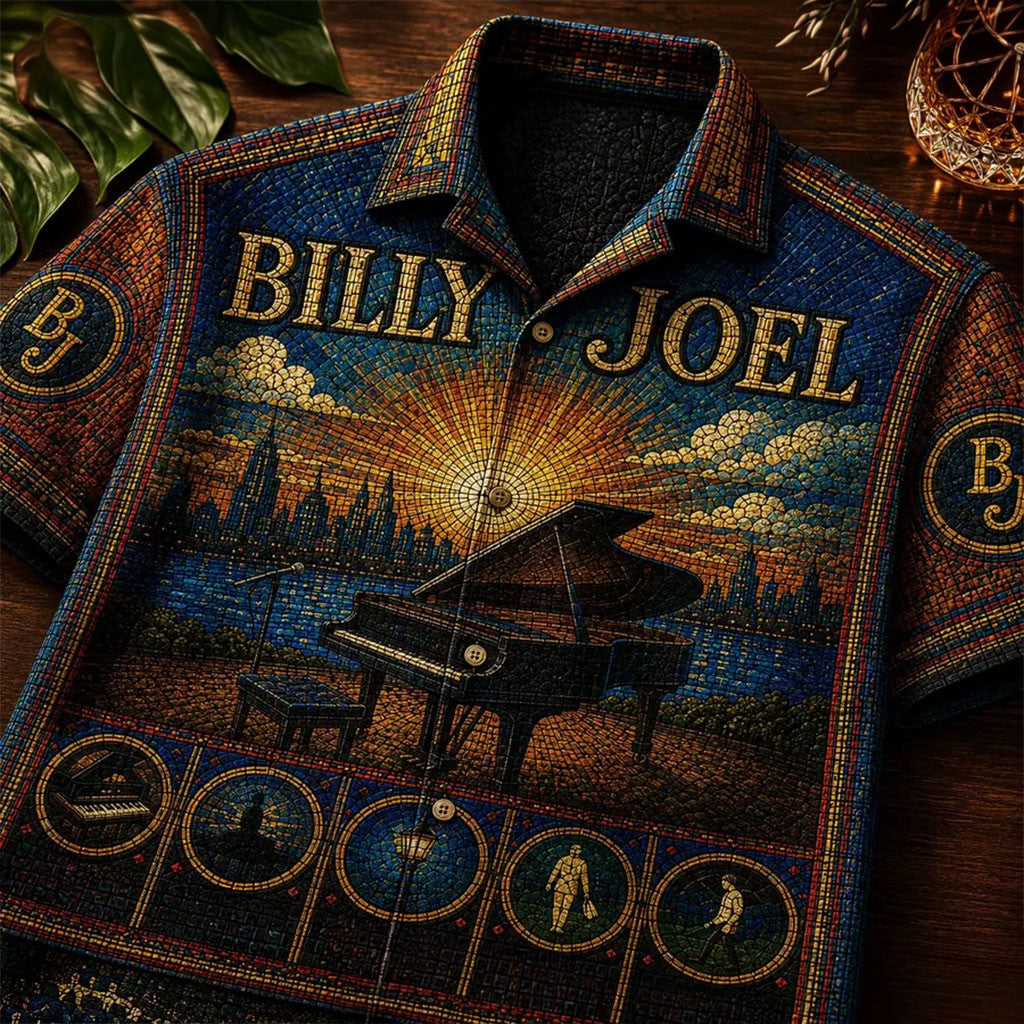 Billy Joel Stained Glass Hawaiian Shirt Billy Joel Merch Best Gifts For Music Lovers - Merchluma