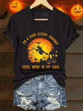 Retro Halloween Witch On A Dark Desert Highway V-Neck Shirt Cool Wind In My Hair Shirt - Merchluma
