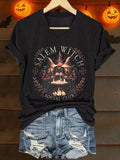 Salem Witch V-Neck T-Shirt Celestial Witchcraft Women's Tee Halloween Gifts - Merchluma
