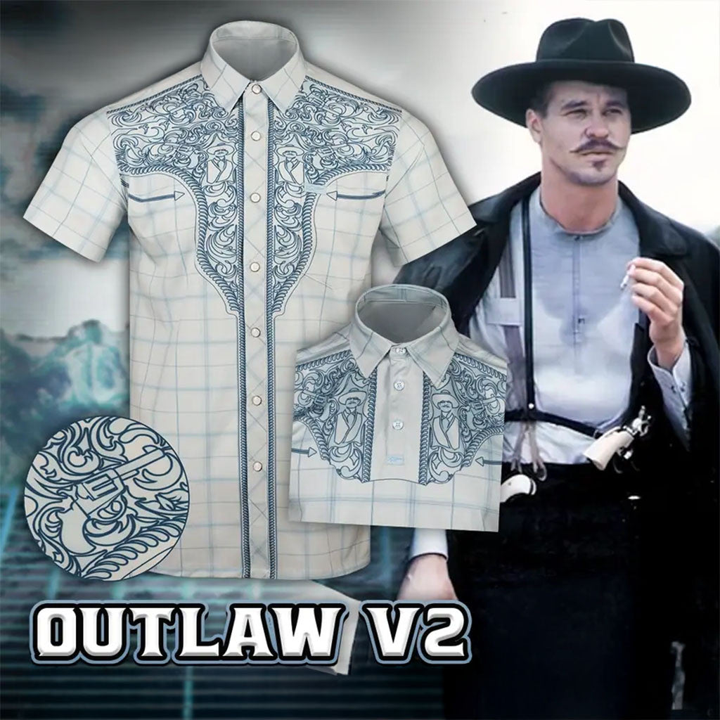 Outlaw V2 Pearl Snaps Hawaiian Shirt Gun Button Up Shirt Birthday Gift For Dad - Merchluma