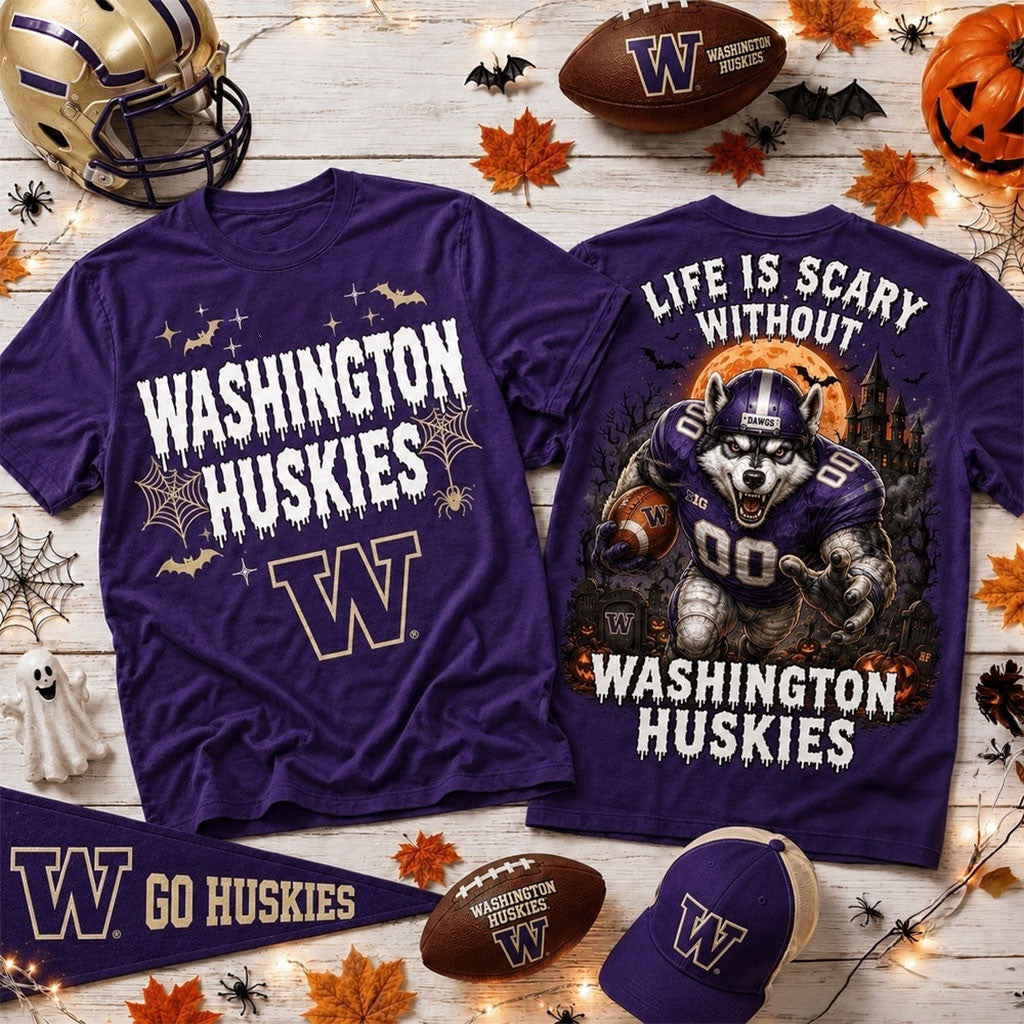 Washington Huskies 2026 Halloween T-Shirt Washington Huskies Merch Gift For Football Lovers - Merchluma