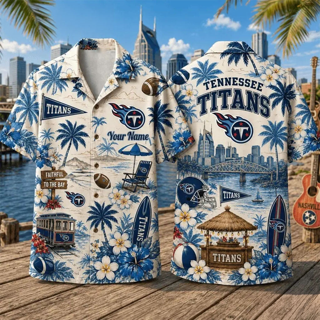 Personalized Tennessee Titans Summer Hawaiian Shirt Titans Merch Aloha Shirt Gifts For Friends - Merchluma