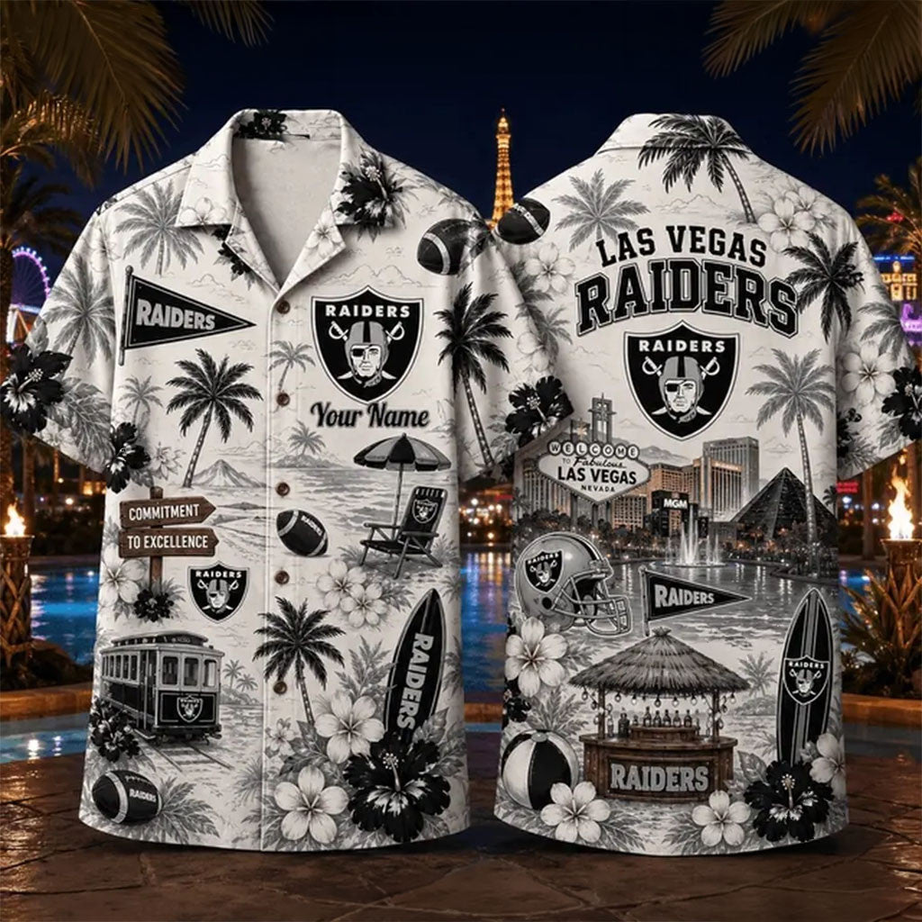Personalized Las Vegas Raiders Summer Hawaiian Shirt Raiders Merch Gifts For Football Fan - Merchluma