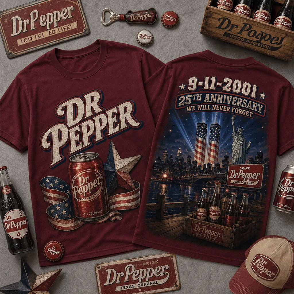 Dr Pepper Vintage 9 11 Memorial Anniversary T-Shirt We Will Never Forget Shirt Veteran Gifts - Merchluma