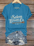 Salem Broom Co Quality Handcrafted Enchanted Est 1692 V-Neck Shirt Witch Merch Great Gift - Merchluma