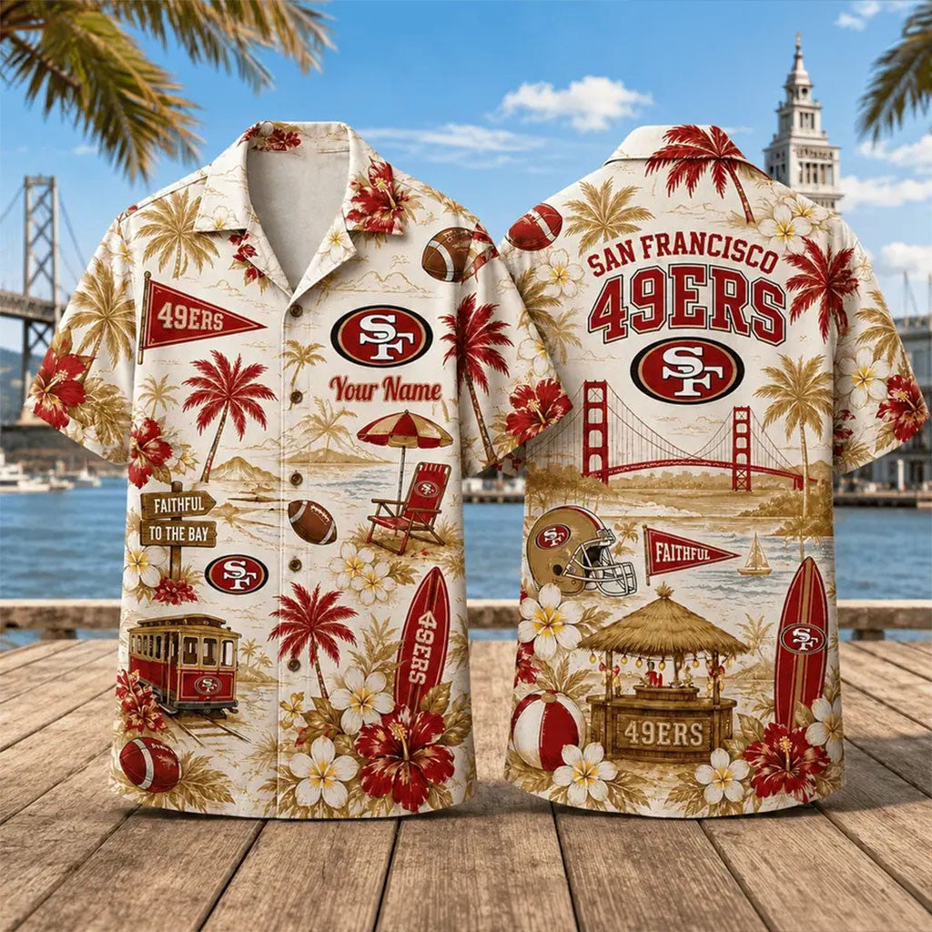 Personalized San Francisco 49ers Summer Hawaiian Shirt 49ers Merch Presents For Football Lovers - Merchluma