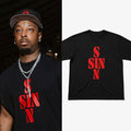 21 Savage In NYC Sinn Red Sin Cross Typography Shirt 21 Savage Tour Merch Rap Fan Gifts - Merchluma