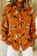 Women's Halloween Button-Up Long Sleeve Shirt Hilarious Halloween Shirts Good Gifts For Her - Merchluma