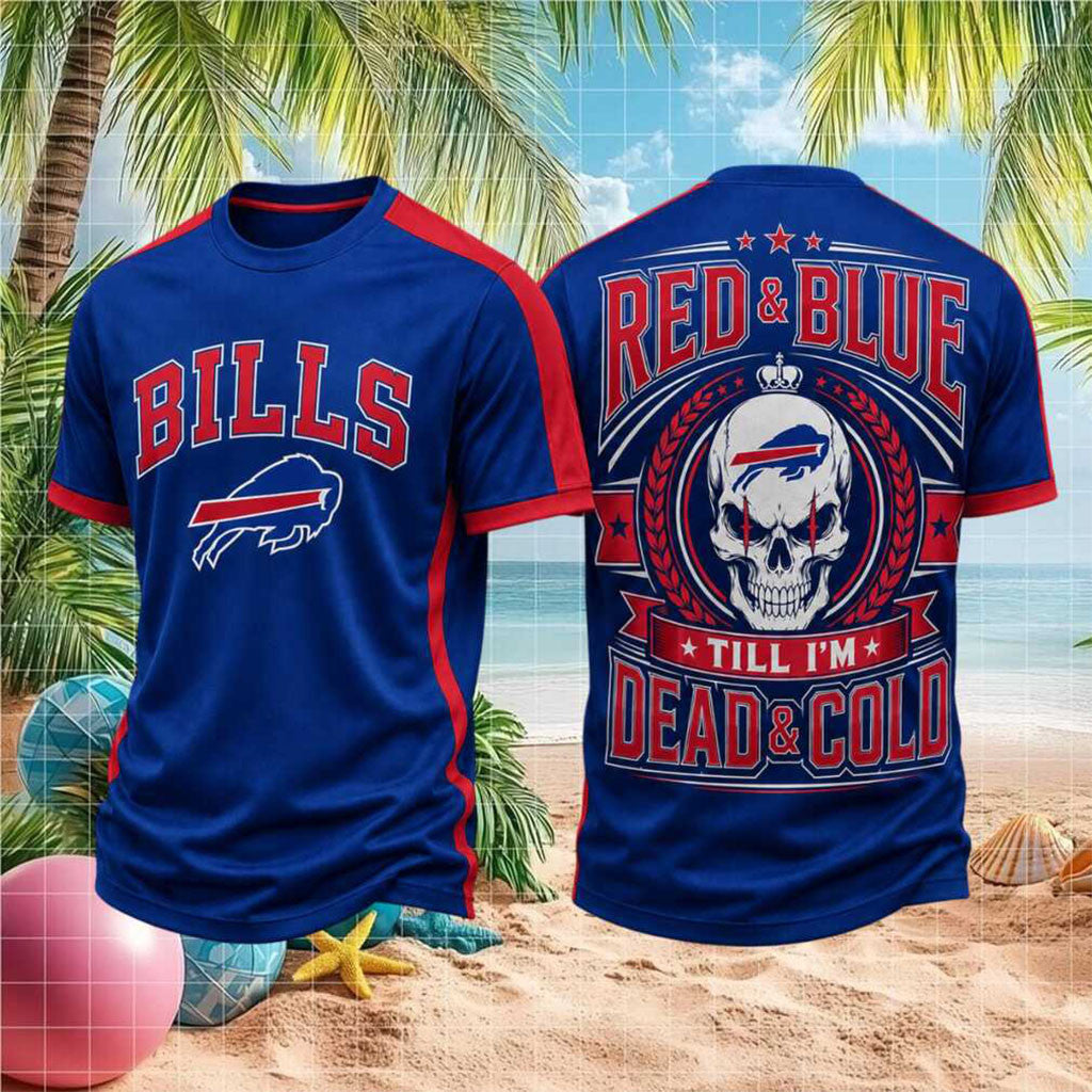 Buffalo Football Skull Dead And Cold T-Shirt Buffalo Bills Merch Gift For Football Fans - Merchluma