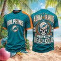 Miami Football Skull Aqua And Orange Till I'm Dead And Cold Shirt Miami Dolphins Merch Fan Gift - Merchluma