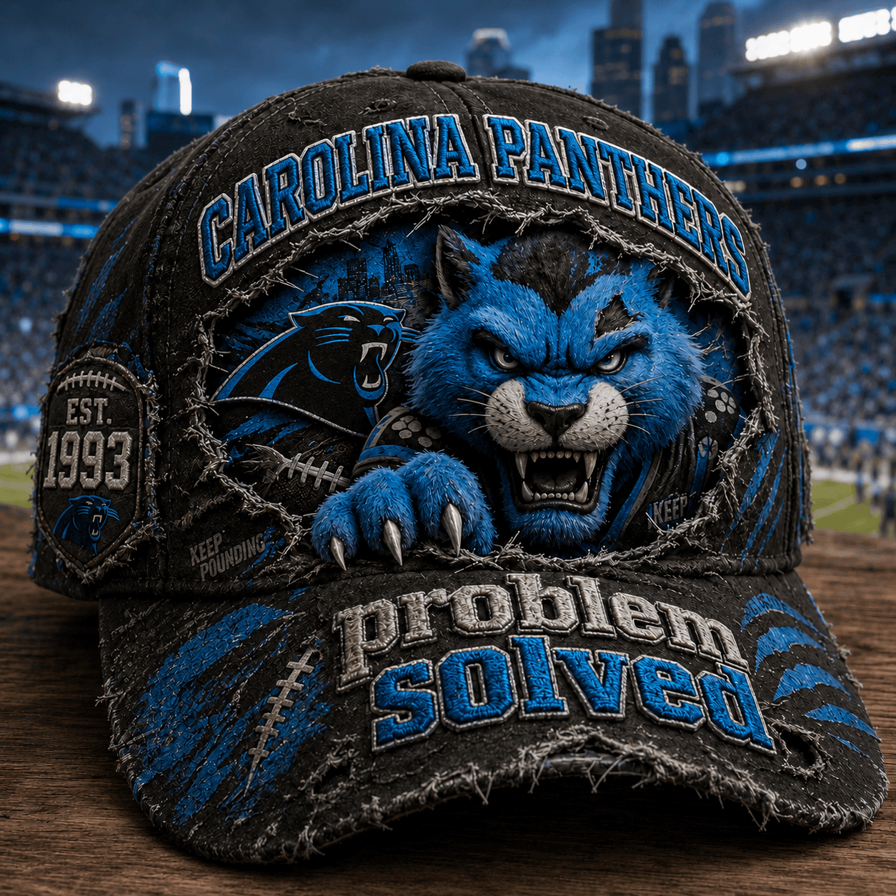 Caroline Panthers Merch 2026 Problem Solved Distressed Hat Football Fan Gear Gift For Brothers - Merchluma