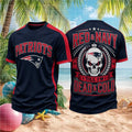 New England Football Skull Red And Navy Till I'm Dead And Cold Shirt NE Patriots Merch - Merchluma