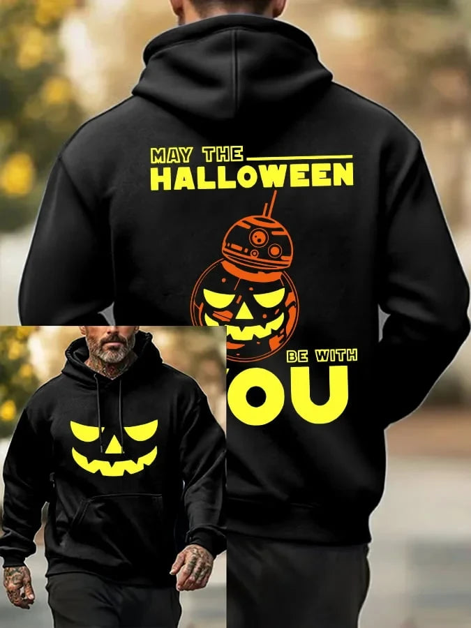 May The Halloween Be With You Pumpkin Hoodie Halloween Merch Gift For Movie Lovers - Merchluma
