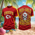Kansas City Football Skull Red And Gold Till I'm Dead And Cold Shirt KC Chiefs Merch Fan Gifts - Merchluma