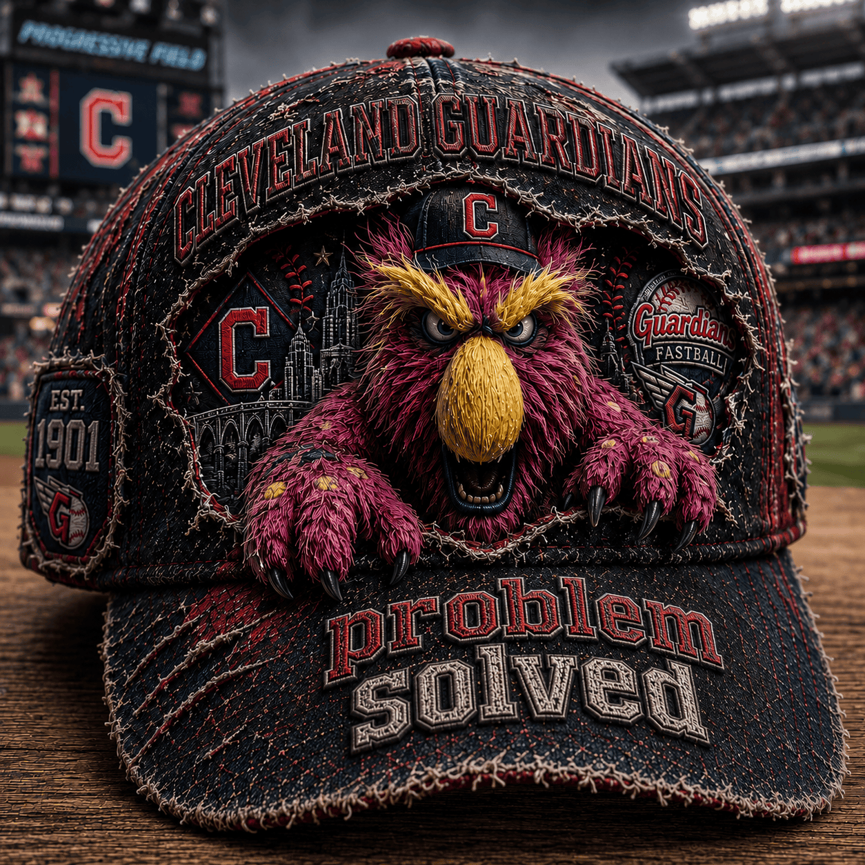 Cleveland Guardians Merch 2026 Problem Solved Distressed Hat Best Gift for Baseball Fans - Merchluma