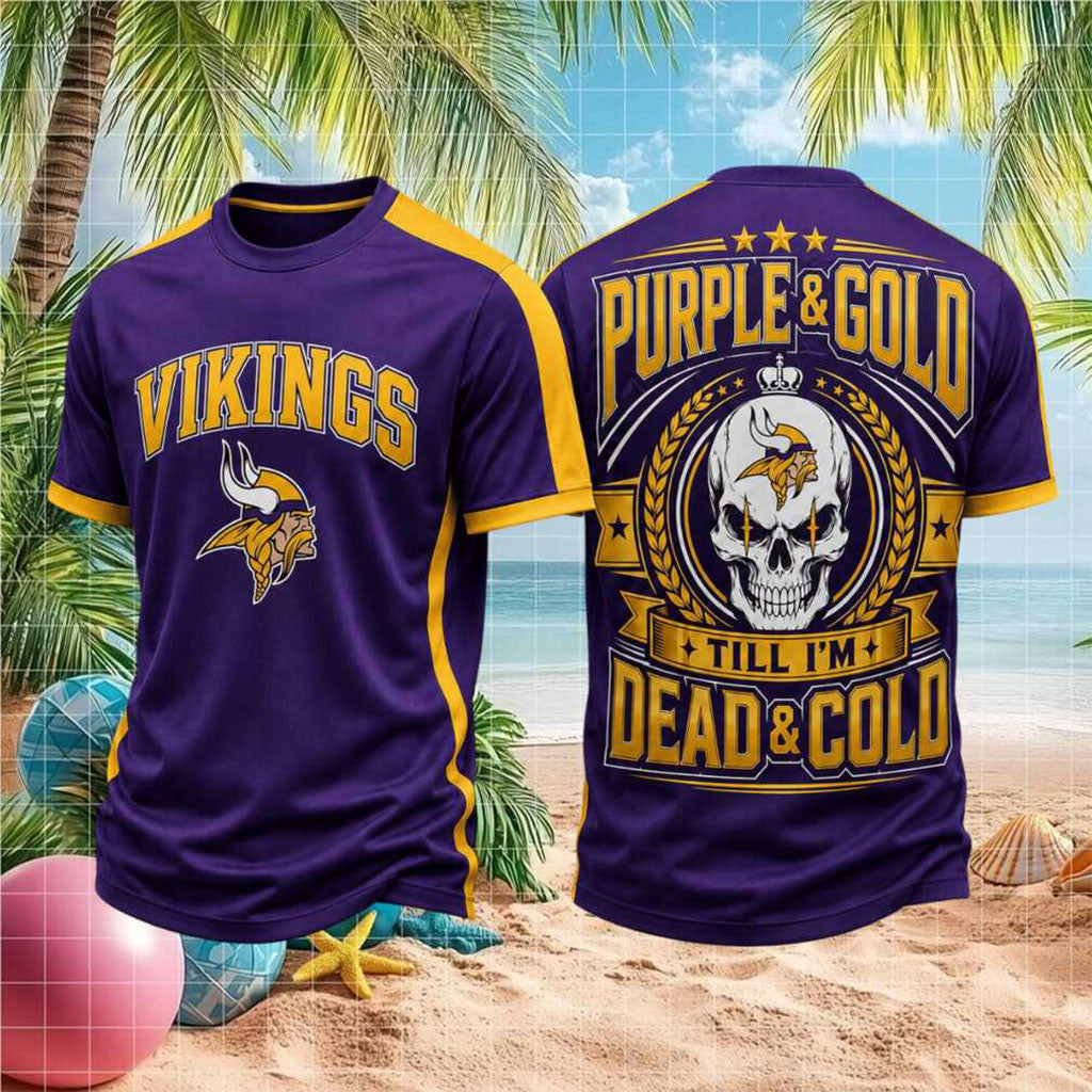 Minnesota Football Skull Purple And Gold Shirt MN Vikings Merch Gift For Football Lover - Merchluma