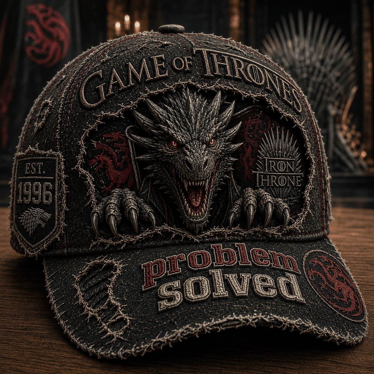 Game Of Thrones Merch 2026 Problem Solved Distressed Hat Best Gifts For Movie Lovers - Merchluma