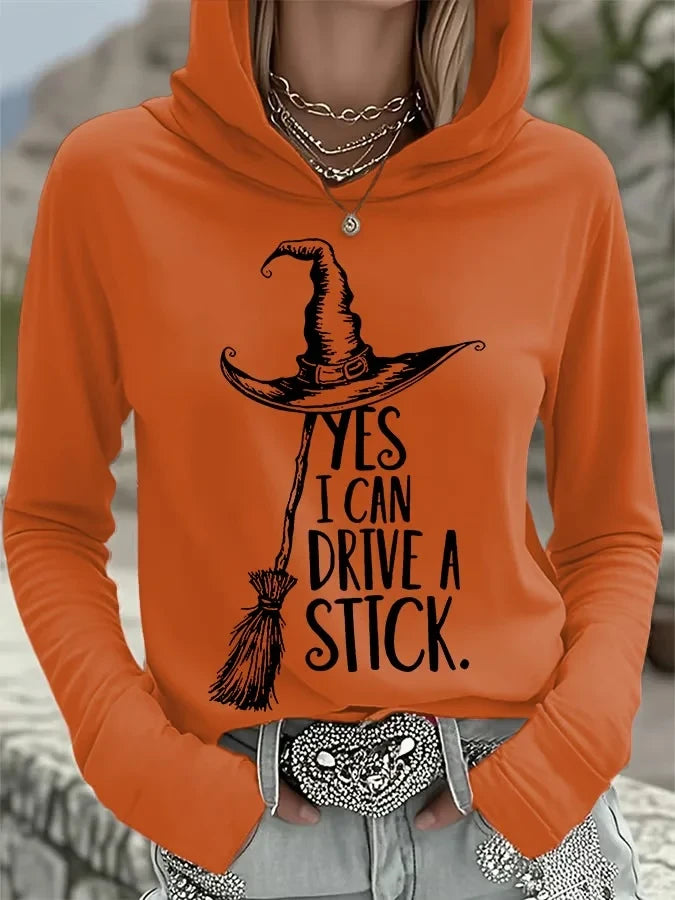 Womens Yes I Can Drive A Stick Hoodie Funny Halloween Tees Birthday Gift Ideas For Her - Merchluma