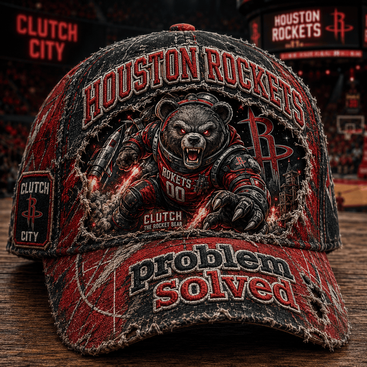 Houston Rockets Merch 2026 Problem Solved Distressed Hat Basketball Fan Gear Gift for Game Day - Merchluma