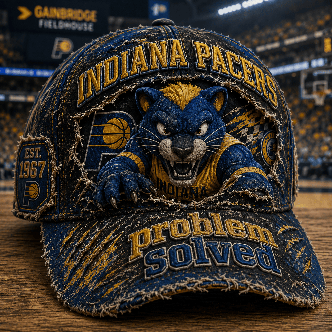 Indiana Pacers Merch 2026 Problem Solved Distressed Hat Unique Gifts For Basketball Lovers - Merchluma