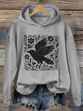 Folklore Forest Crow Lino Hoodie Halloween Clothes Halloween Gifts For Adults - Merchluma