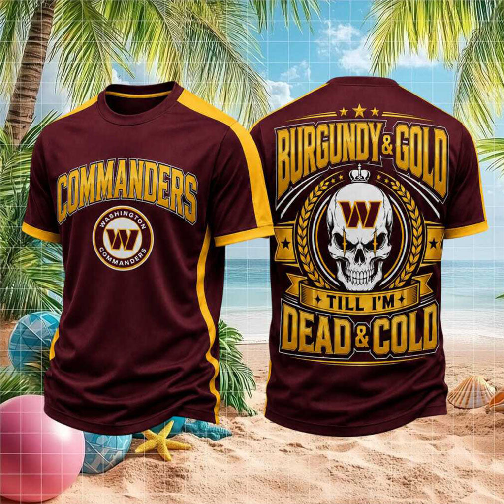 Washington Football Skull Burgundy And Gold Shirt Washington Commanders Merch Gift For Fans - Merchluma