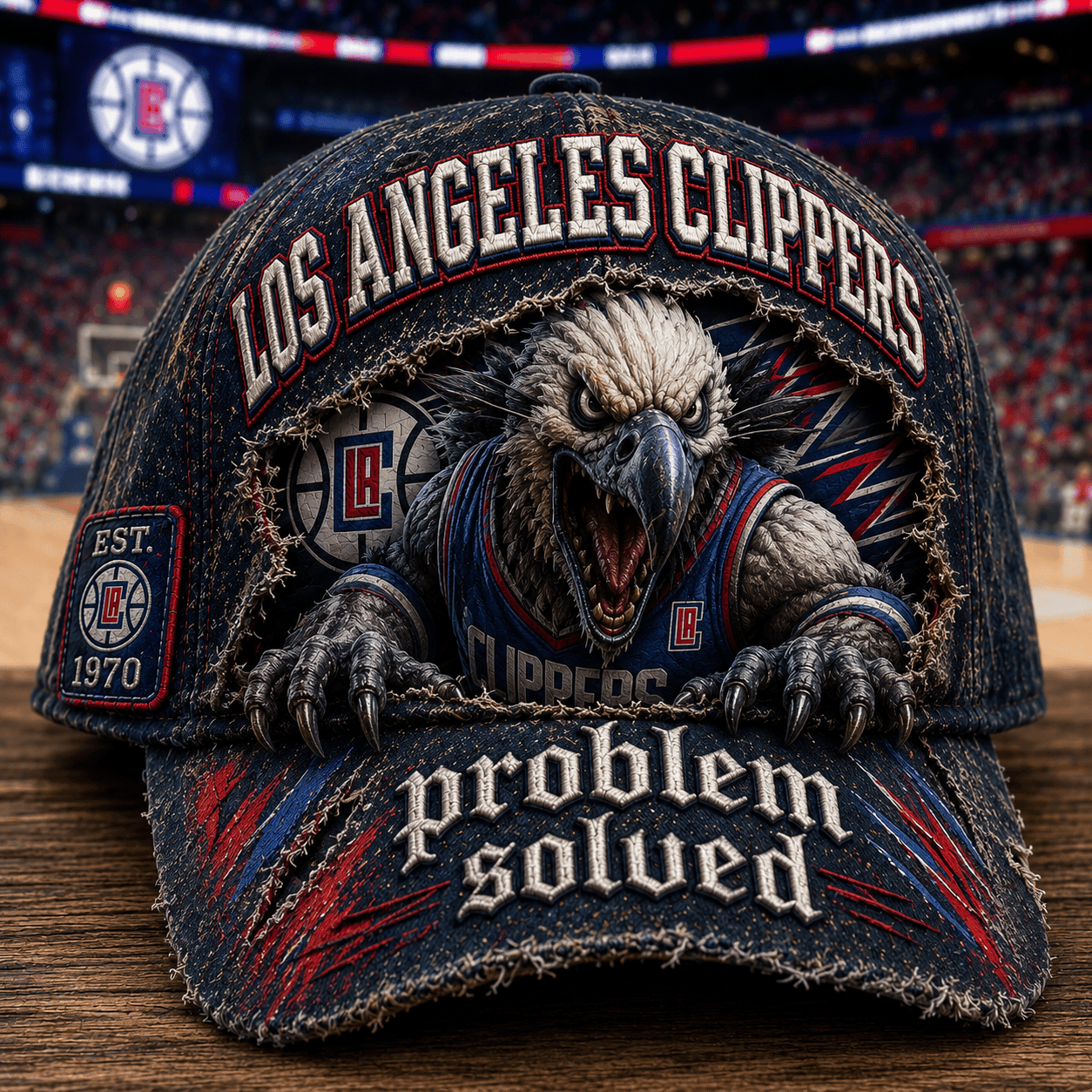 Los Angeles Clippers Merch 2026 Problem Solved Distressed Hat Game Day Hat Basketball Fan Gifts - Merchluma
