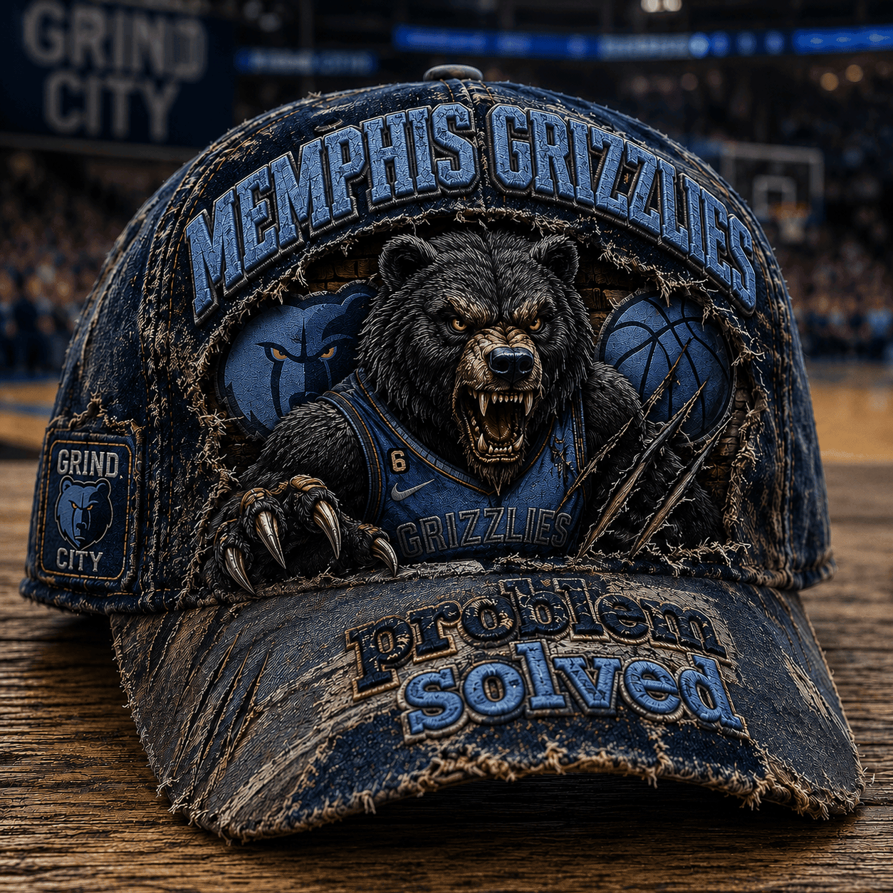 Memphis Grizzlies Merch 2026 Problem Solved Distressed Hat Game Day Hat Basketball Lover Gifts - Merchluma