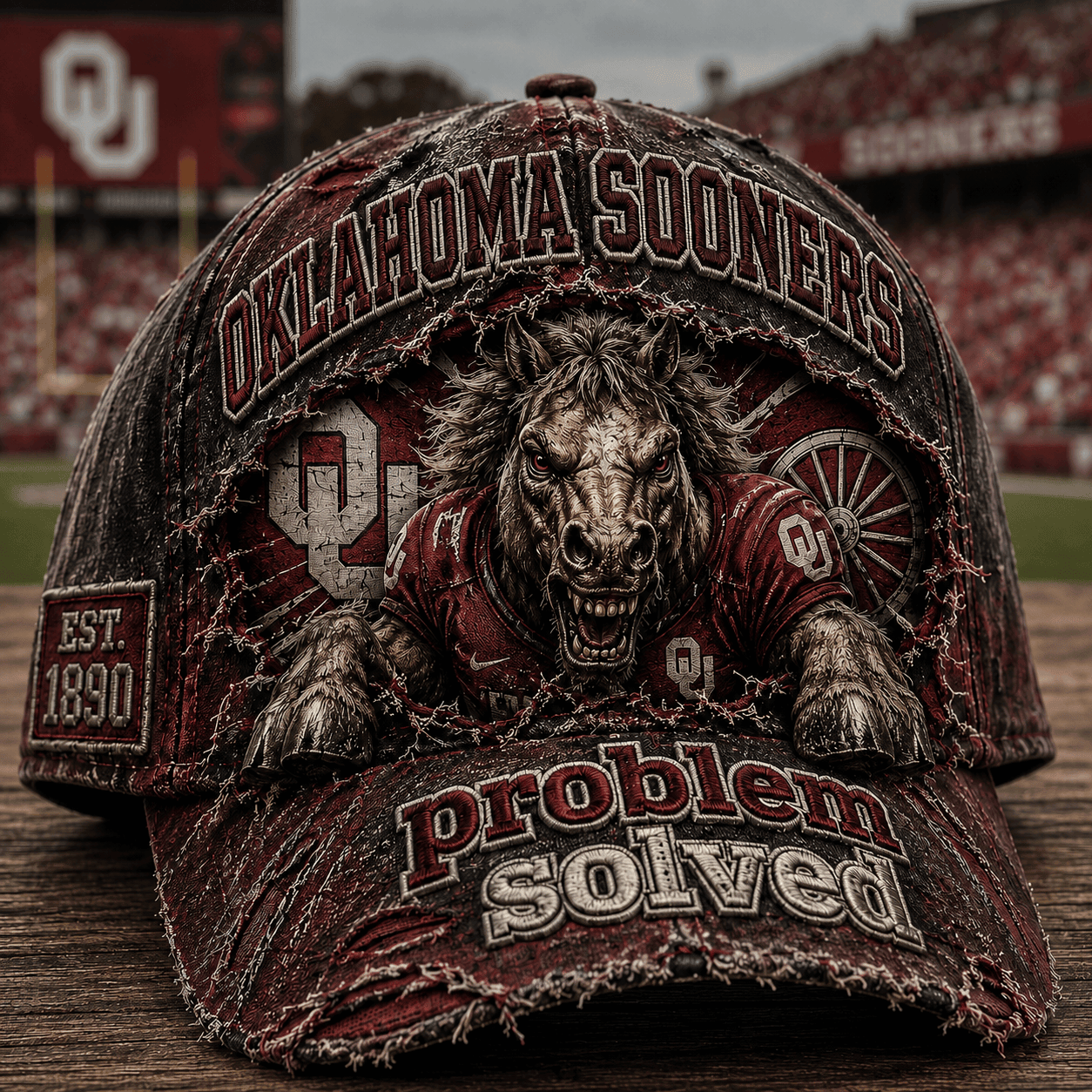 Oklahoma Sooners Merch 2026 Problem Solved Hat Game Day Hat Football Fan Gifts For Men - Merchluma