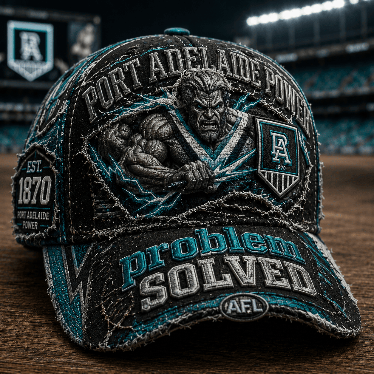 Port Adelaide Power Merch 2026 Problem Solved Hat Port Adelaide FC Merchandise Game Day Gifts - Merchluma