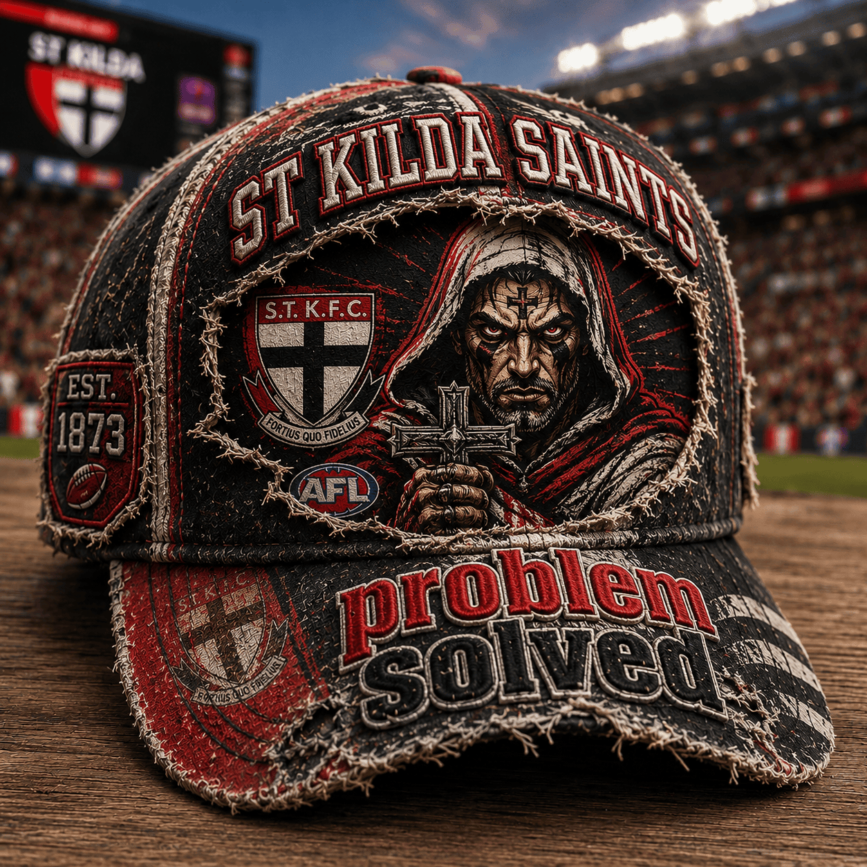 St Kilda Saints Merch 2026 Problem Solved Hat AFL Merch Present For Football Fans - Merchluma