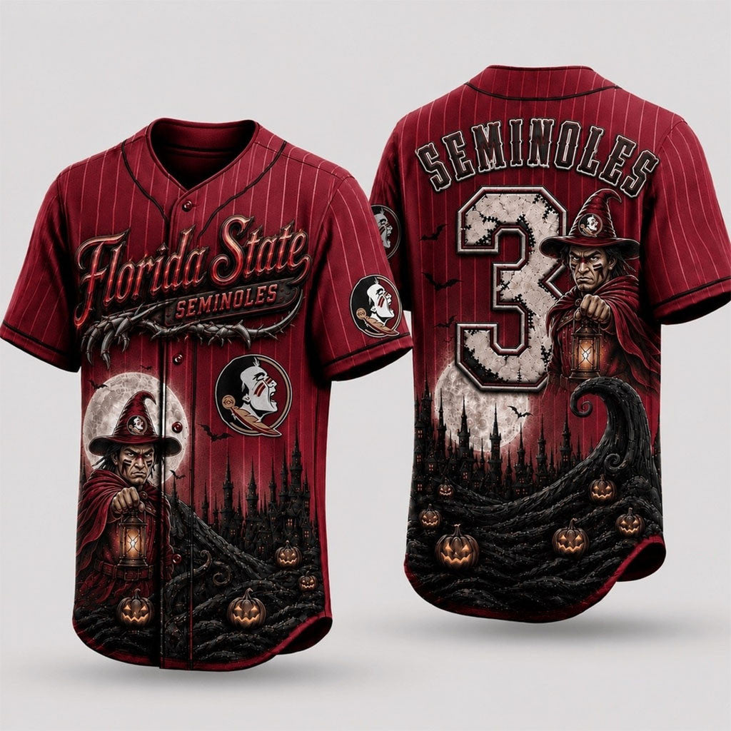 Custom Florida State Seminoles 2026 Spooky Mascot Halloween Baseball Jersey Seminoles Merch - Merchluma