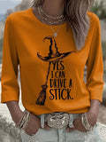 Womens Yes I Can Drive A Stick Long Sleeve Shirt Halloween Vintage Tee Good Gifts For Her - Merchluma