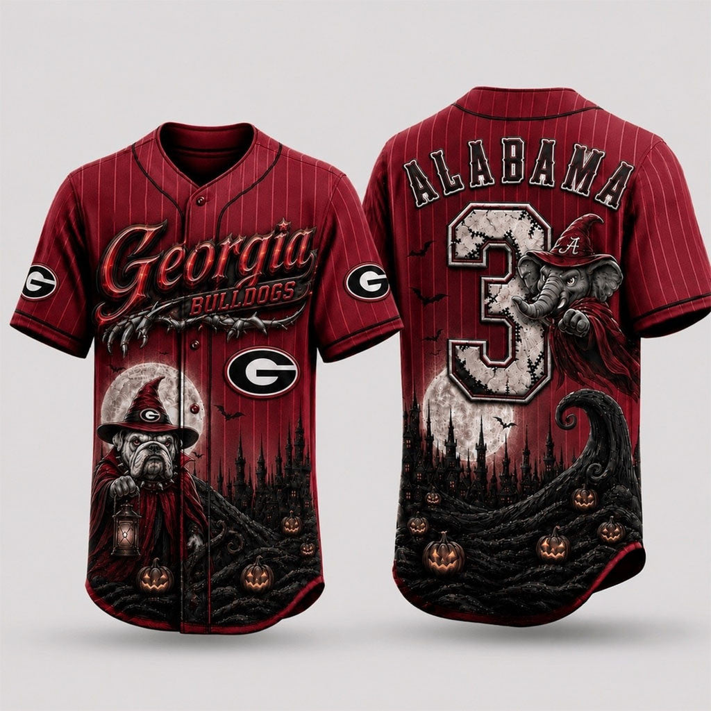 Custom Georgia Bulldogs 2026 Spooky Mascot Halloween Baseball Jersey Georgia Bulldogs Merch - Merchluma