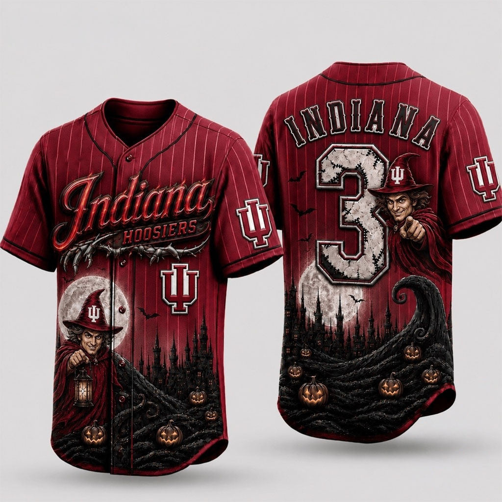 Custom Indiana Hoosiers 2026 Spooky Mascot Halloween Baseball Jersey Indiana Hoosiers Merch - Merchluma