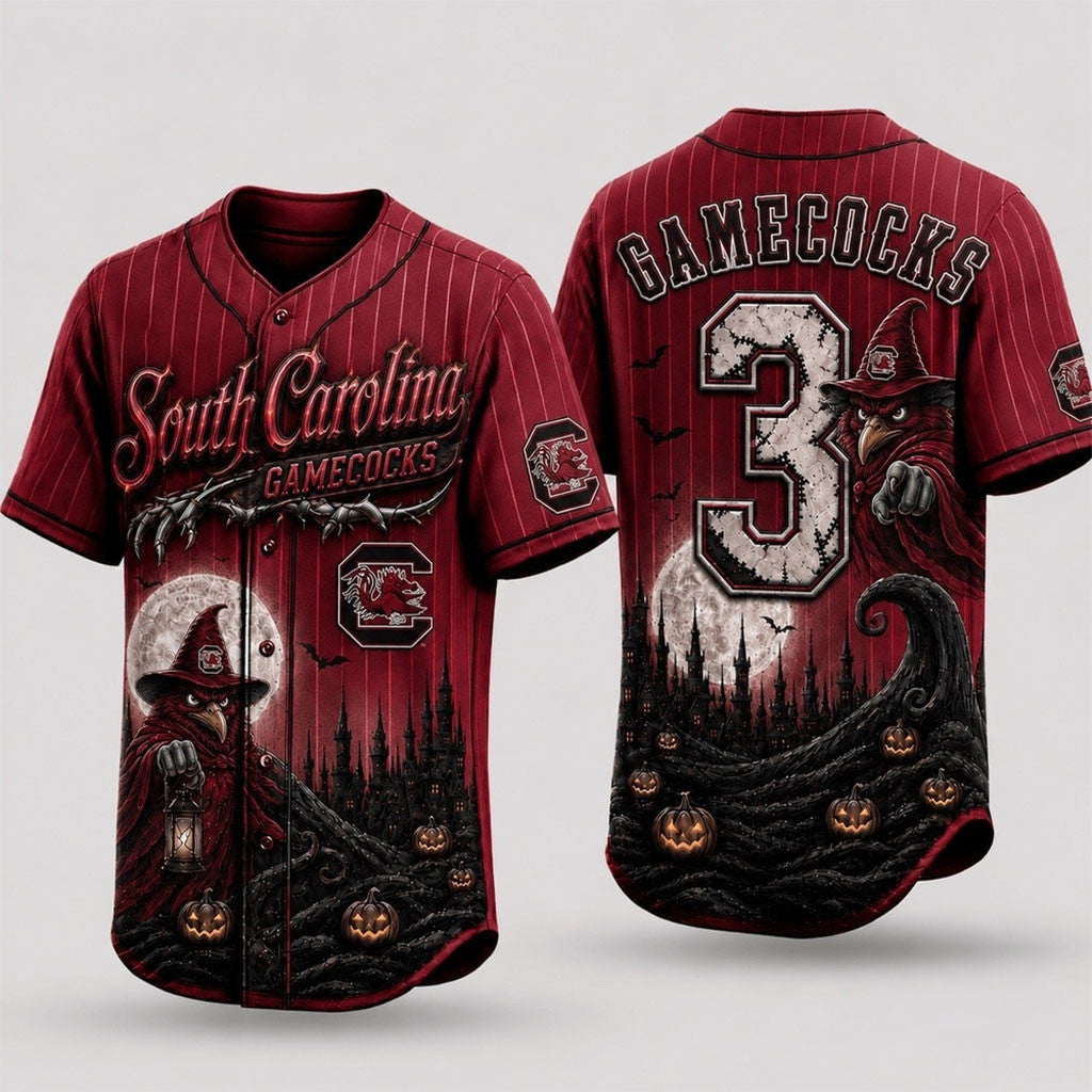 Custom South Carolina Gamecocks 2026 Spooky Mascot Halloween Baseball Jersey SC Gamecocks Merch - Merchluma