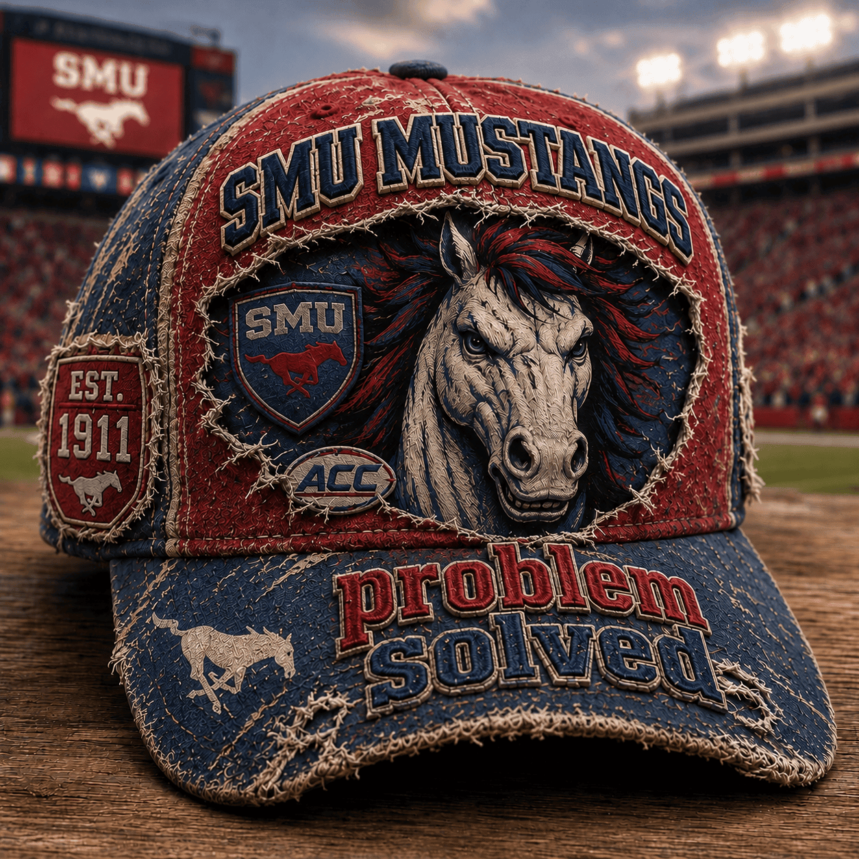 SMU Mustangs Merch 2026 Problem Solved Hat Game Day Hat Present For Football Fans - Merchluma