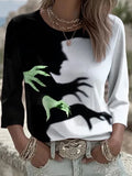 Retro Halloween Witch Long Sleeve Shirt Halloween Apparel Halloween Themed Presents - Merchluma