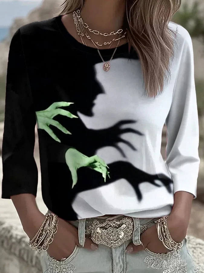 Retro Halloween Witch Long Sleeve Shirt Halloween Apparel Halloween Themed Presents - Merchluma