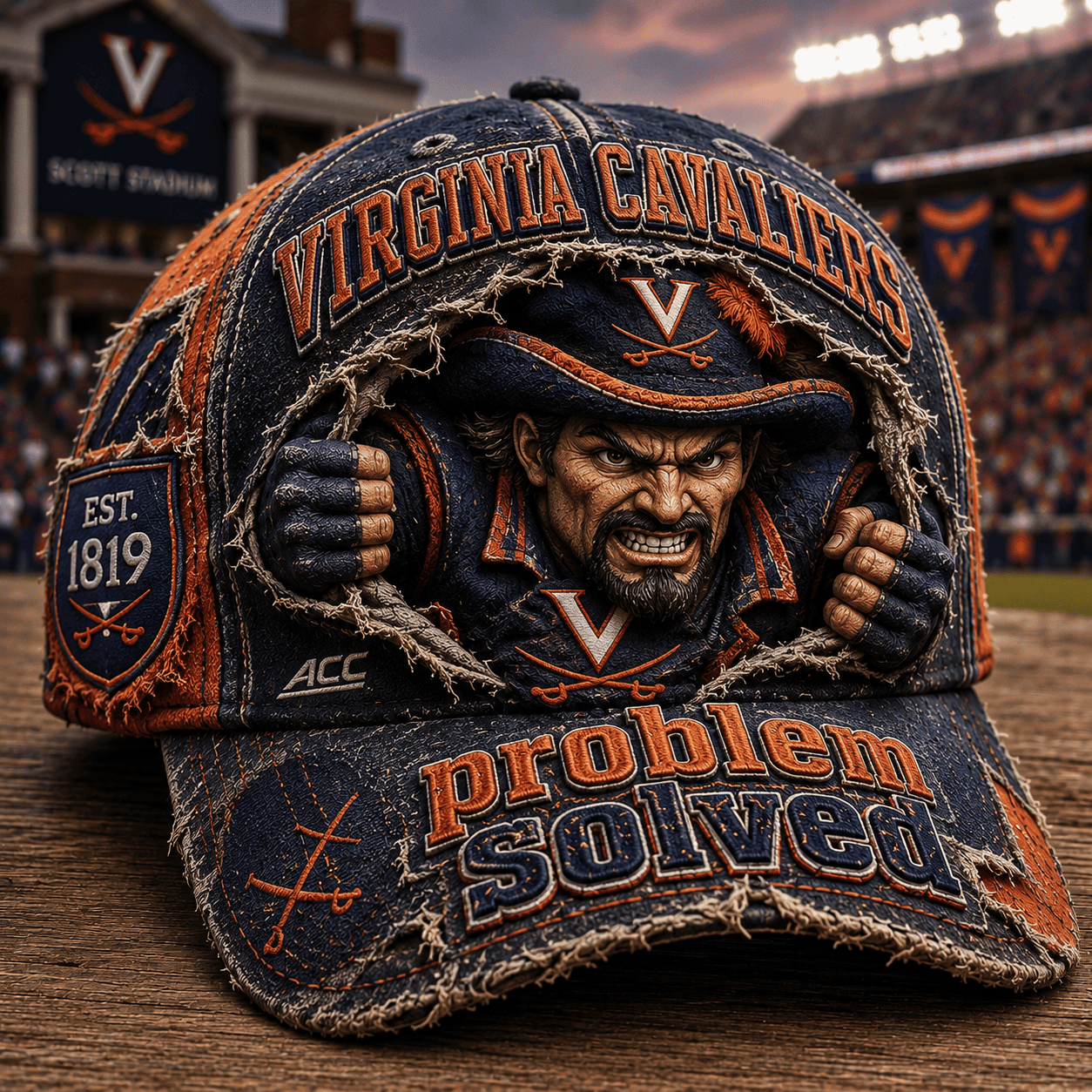 Virginia Cavaliers Merch 2026 Problem Solved Vintage Hat Football Fan Gear Gift For Game Day - Merchluma
