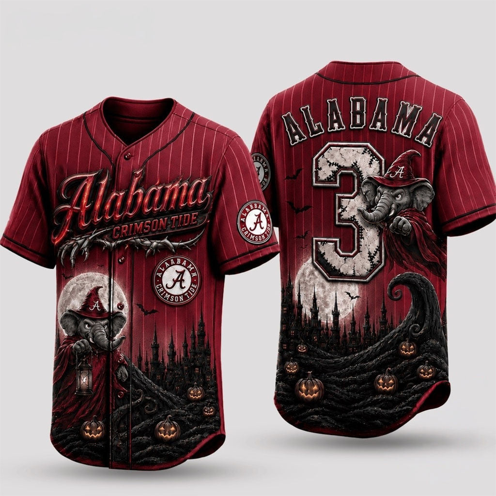 Personalized Alabama Crimson Tide 2026 Spooky Mascot Halloween Baseball Jersey Fan Merch Gifts - Merchluma